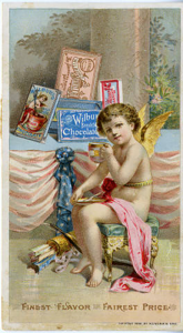 Wilbur's Chocolates advertisement, lithograph, Winterthur Library, Grossman collection. Wilbur's Chocolates advertisement, lithograph