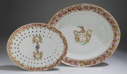 Dish with Strainer,
Jingdezhen, China, ca. 1823,
Hard-paste porcelain
Museum Purchase, The Buddy Taub Foundation, Dennis A. Roach and Jill Roach Directors, 2023-326 Dish with Strainer,
Jingdezhen, China, ca. 1823