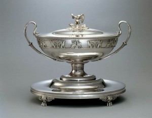 One of a pair of Empire silver tureens, covers and stands, J.H. Fauconnier, Paris, 1817