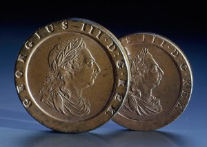 Two-pence and penny coins