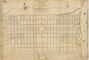 John Holme map of Philadelphia, 1683, as designed by William Penn
