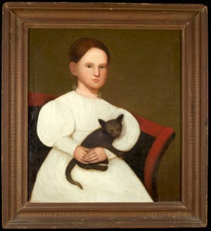 Girl in White with Cat, attributed to Zedekiah Belknap