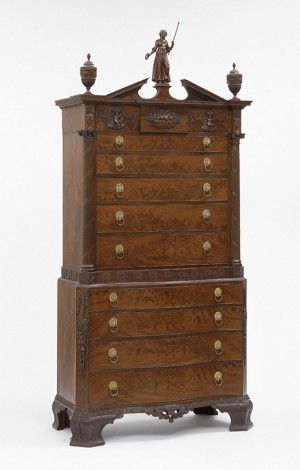 *Chest-on-chest*; Design and carving attributed to Samuel McIntire (American, 1757–1811), Salem, Massachusetts