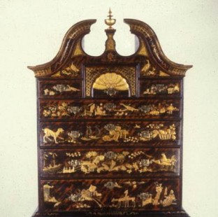 Boston japanned high chest 1735-40