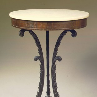 Cast-iron and rosewood marble-top gueridon, attributed to Duncan Phyfe & Sons