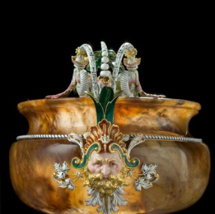 Coupe, ca. 1867, agate with gilded and enameled brass by Charles Duron