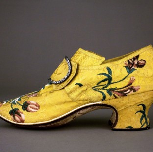 Yellow brocaded shoe, Thomas Ridout and James Davis
